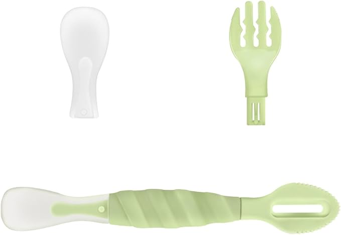 Double Head Baby Silicone Food Spoon (Olive green), Baby Fruit Scraping Mud Spoon, Feeding Spoons Training Spoon for Infants, baby led weaning supplies (Olive green)