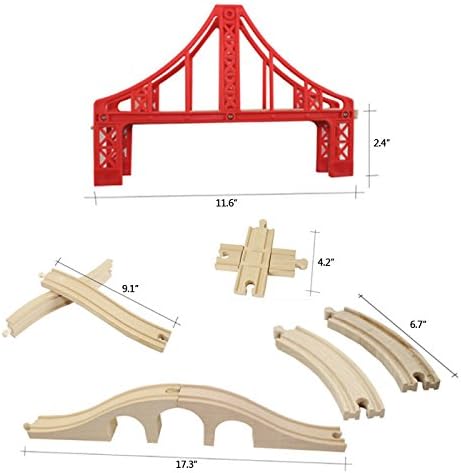 Wooden Train Bridges, Crossing Track Bridge, Wooden Train Track Accessories, Wooden Train Track, Train Tracks Compatible with All Major Brands, Wooden Toys for Girls & Boys