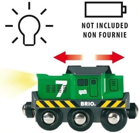 BRIO World 33214 - Freight Battery Engine - Engaging Wooden Toy Train Set for Kids Age 3 and Up | Battery Powered | Interactive Play | Ideal