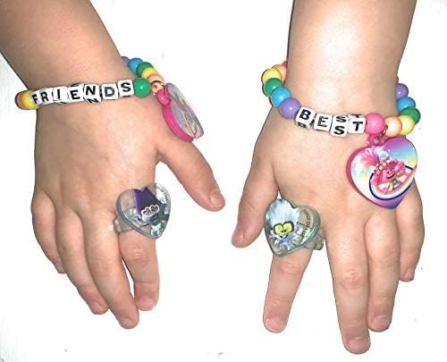 World Tour Best Friends Accessory 6 Piece Set for Kids, with Snap Clip Barrettes, Best Friends Bracelets, and Rings.