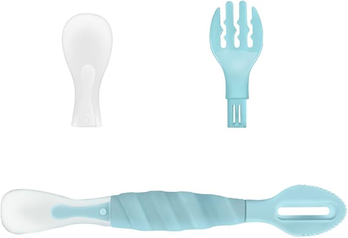 Double Head Baby Silicone Food Spoon ((Aqua Blue)), Baby Fruit Scraping Mud Spoon, Feeding Spoons Training Spoon for Infants, baby led weaning supplies (Aqua Blue)