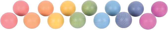 TickiT Rainbow Wooden Balls - Set of 14 - Loose Parts Wooden Toy for Babies and Toddlers 10m+ - Inspire Curiosity and Open-Ended Play