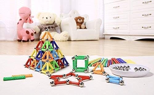 Veatree 206 Pieces Magnetic Building Sticks Blocks Toys, Magnet Educational Toys STEM Toys for Kids and Adult, 3D Non-Toxic Building Toy with Storage Bag