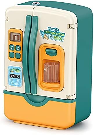 Kitchen Toys Fridge Refrigerator with Ice Dispenser Pretend Play Appliance for Kids, Play Kitchen Set with Kitchen Playset Accessories for Boys & Girls Music and Light