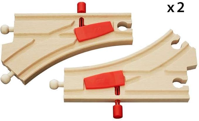 BRIO World - 33344 Mechanical Switches | 2-Piece Interactive Wooden Train Tracks Set | Enhances Motor Skills | Compatible with BRIO Toys | Great Gift for Kids Ages 3 and Up