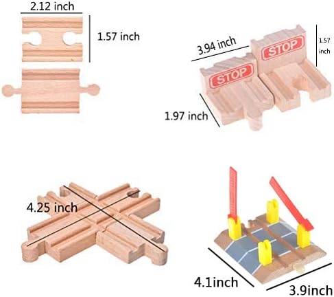 11 Pack Wooden Train Tracks Sets Toys,Male-Male Female-Female Bump Track,Crossing Bridge Train Track Toys,Cross Track and Stop Track Compatible with All Major Brands,Railroad Toy Accessories