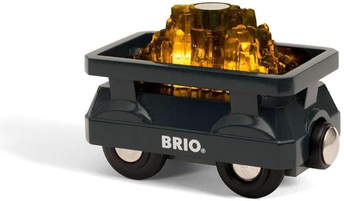 BRIO World - 33896 Light Up Gold Wagon - Interactive 2 Piece Toy Wagon Set | Enhances Creativity | Compatible with All Toys | Safe and Tested for Kids Ages 3 and Up