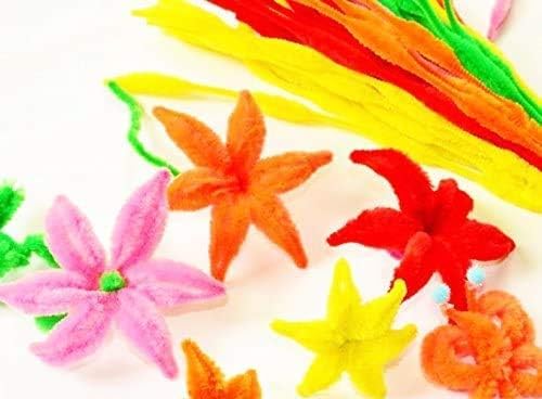 Carykon Pack of 100 Pipe Cleaners Fuzzy Bumpy Chenille Stems for Creative Handmade DIY Art Craft (Brown)