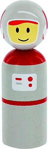 Wooden Stacker Toy Space Rocket - 6 Magnetic Stacking Pieces - Magnet Building Set with Surprise Astronaut Inside, Fun Hands On Game for Kids, All Natural Wood Set, Childrens Interactive Play Gift