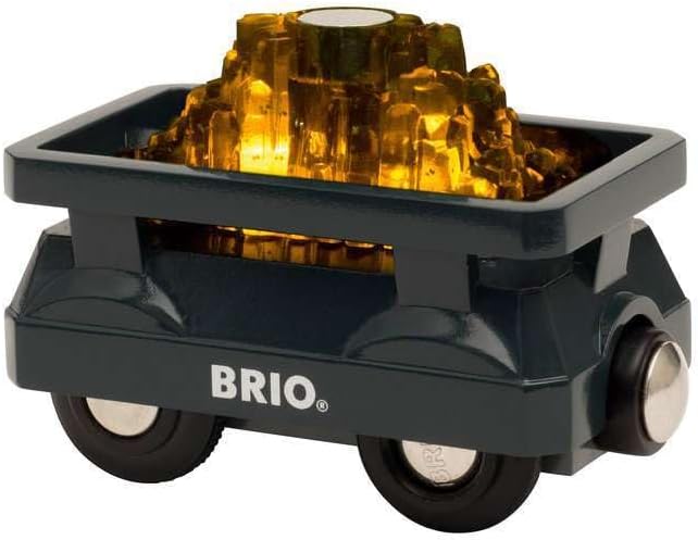 BRIO World - 33896 Light Up Gold Wagon - Interactive 2 Piece Toy Wagon Set | Enhances Creativity | Compatible with All Toys | Safe and Tested for Kids Ages 3 and Up