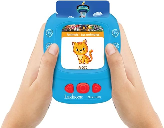 LEXiBOOK, Paw Patrol, Bilingual Interactive Card Reader, Audio Toy to Learn English and Spanish, 150 Double-Sided Educational Cards, Educational Quiz & flashcard Machine, Blue/red, JCR10PAi2