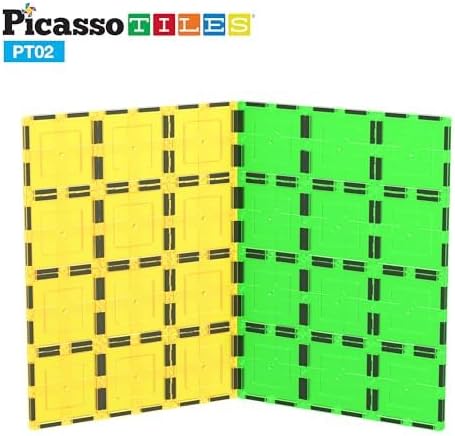 PicassoTiles Kids Toy Magnetic Building Blocks Magnet Tiles Supersized 2pc Large Stabilizer Base Jumbo XL Plate Foundation Education Construction Kit Engineering STEM Children Learning Stacking Set