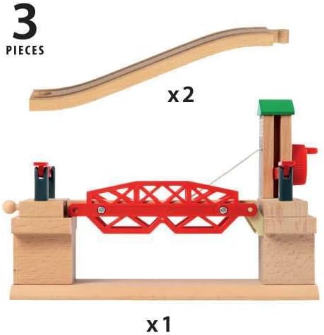 BRIO 33757 Lifting Bridge - Engaging Toy Train Accessory | Includes Wooden Track | Ideal for Kids Age 3 and Up | FSC Certified Wood - Red