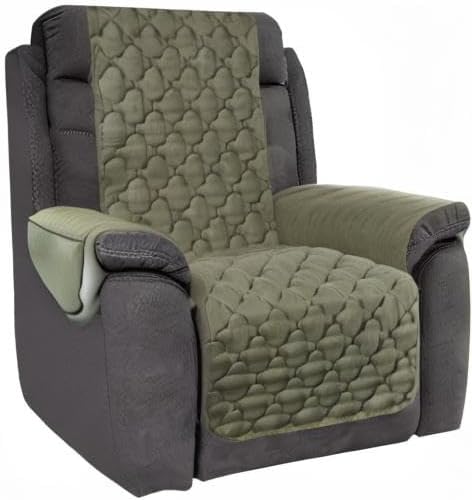 CHHKON Waterproof Recliner Chair Cover Nonslip Stay in Place Dog Couch Chair Cover Furniture Protector Recliner Chair Cover for Pets and Kids (Green, 23'')