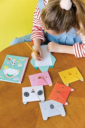 Petit Collage DIY Arts and Crafts Kit, Stationery Design – Craft Kit for Kids Includes 12 Animal Notecards, 1 Blank Journal, 2 Sticker Sheets, 4 Colored Double-Sided Pencils & Instructions