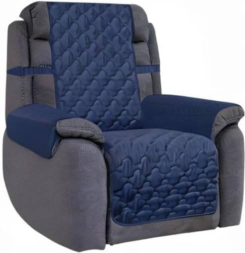 CHHKON Waterproof Nonslip Recliner Cover Stay in Place Dog Couch Chair Cover Furniture Protector Ideal Sofa Slipcovers for Pets and Kids (Navy, 30'')