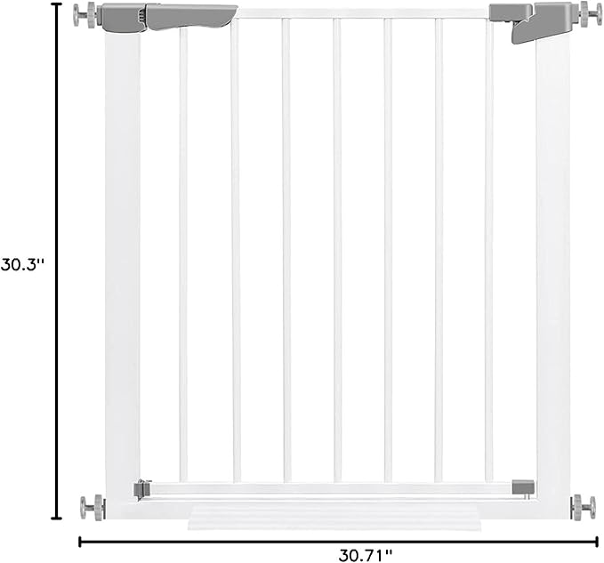 Adjustable Baby Gates for Doorways, No Drill Baby Gate, Auto Close Safty Gates, Extra Tall and Wide Child Gate, Tall White Pet Gate, Metal Baby Gate Dog Gate, Pressure Mount