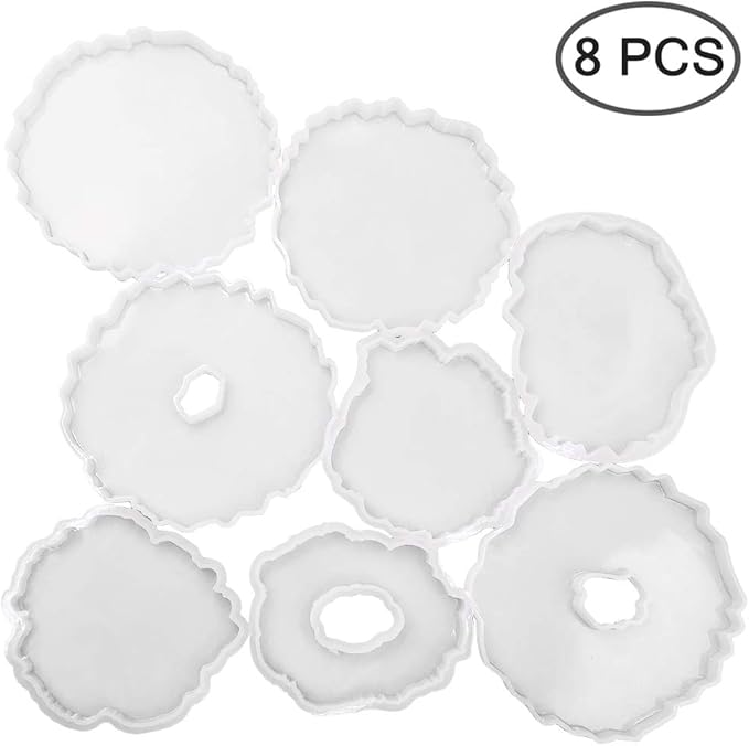 SENHAI 8Pcs Coaster Silicone Epoxy Resin Molds, Irregular Geode Coaster Resin Molds for DIY Crafts, Home Decoration, Making Agate Coasters Set