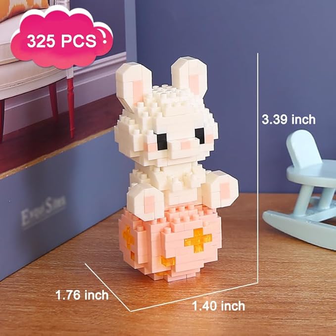 12 Mini Animals Building Blocks Sets Building Block Party Favor for Kids Small Zodiac Animals Pets Horse Dog Monkey Tiger Rabbit Dragon STEM Educational Toys for Boys Girls(Rabbit)