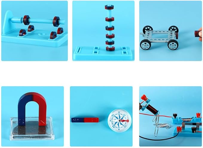 Science Experiment Magnets Set for Kids Electromagnet and Basic Circuit Tools Kit for School Lab Education Physics Projects DIY STEM Kit Educational Toys for Child