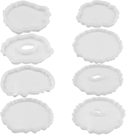 SENHAI 8Pcs Coaster Silicone Epoxy Resin Molds, Irregular Geode Coaster Resin Molds for DIY Crafts, Home Decoration, Making Agate Coasters Set
