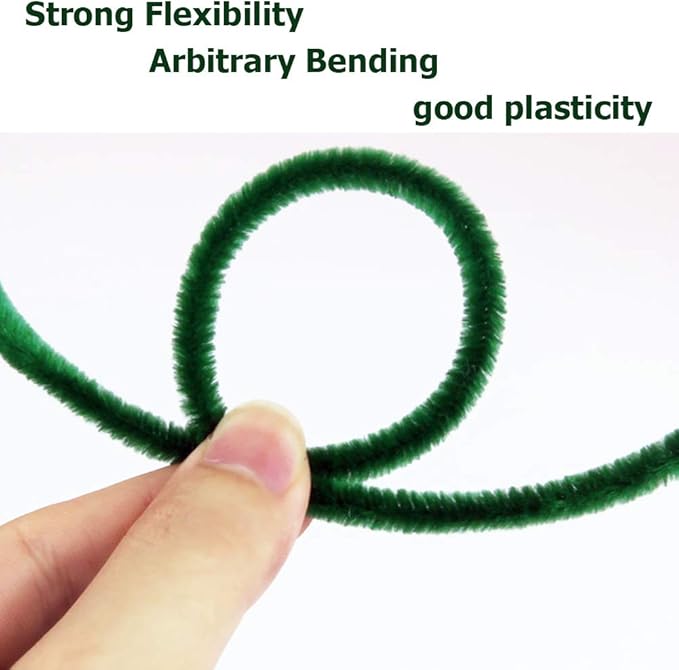 100 Pieces Pipe Cleaners Chenille Stem, Solid Color Pipe Cleaners Set for Pipe Cleaners DIY Arts Crafts Decorations, Chenille Stems Pipe Cleaners (Green)