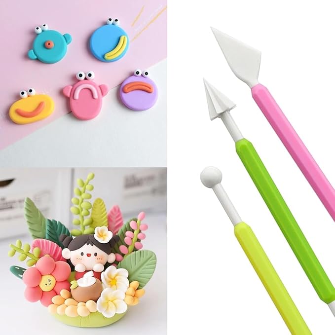 LINPHCEY 9PCS Clay Sculpting Tools Kit - Easy to Use Double-Ended Polymer & Pottery Carving Set with Comfortable Grip Tools for Clay Sculpey & Modeling Clay Ideal for Kids and Adults