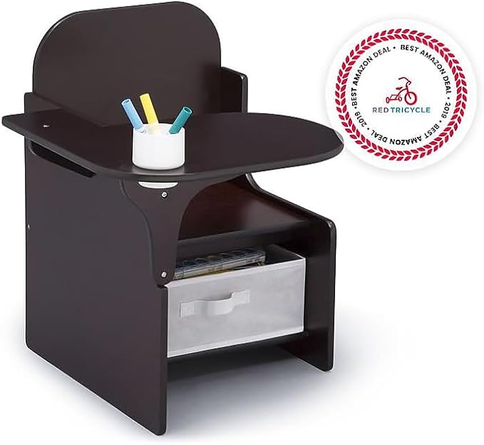Delta Children MySize Chair Desk With Storage Bin, Dark Chocolate