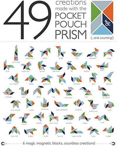 6 Piece Tegu Pocket Pouch Prism Magnetic Wooden Block Set, Blossom