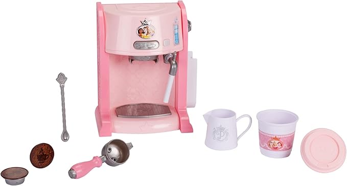 Disney Princess Style Collection Toy Espresso Machine for Kids, Coffee Maker Play Kitchen Accessories Gift for Girls & Kids