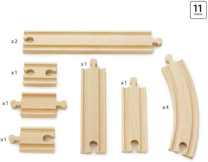 BRIO World 33401 Beginner's Expansion Pack | 11-Piece Kids Wooden Train Track Set | Enhances Motor Skills | Compatible with All Train Sets | Certified Sustainable Wood | Perfect for Ages 3+