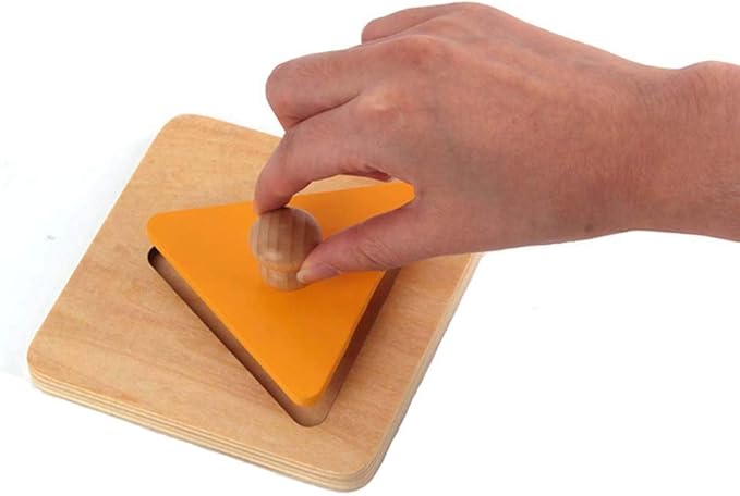 Thoth Montessori Single Shape Puzzle First Shapes Jumbo Wooden Puzzle Board Knob Wooden Puzzle Geometric Shape Puzzle Early Education Material Sensorial Toy for Toddler Shape & Color Sorter (4 pieces)