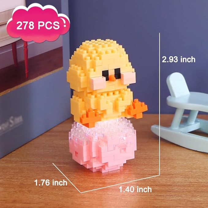 12 Mini Animals Building Blocks Sets Building Block Party Favor for Kids Small Zodiac Animals Pets Horse Dog Monkey Tiger Rabbit Dragon STEM Educational Toys for Boys Girls(Chicken)
