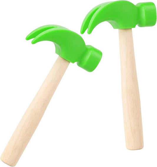 2 Pack Wooden Hammer Toys Simulation Hammers Maintenance Tools Educational Toys for Kids Birthday Party Games Supplies (Green)
