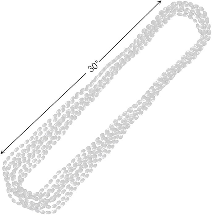 Silver Metallic Bead Necklaces, Party Accessory, 48 Ct.