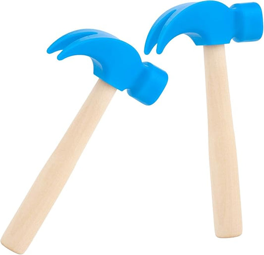 2 Pack Wooden Hammer Toys Simulation Hammers Maintenance Tools Educational Toys for Kids Birthday Party Games Supplies (Blue)