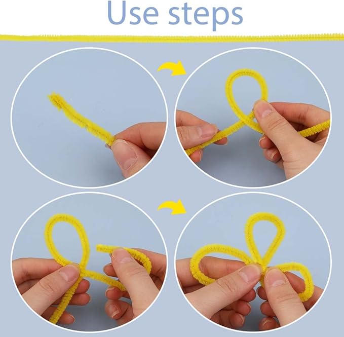 100 Pieces Pipe Cleaners Chenille Stem, Solid Color Pipe Cleaners Set for Pipe Cleaners DIY Arts Crafts Decorations, Chenille Stems Pipe Cleaners (Yellow)