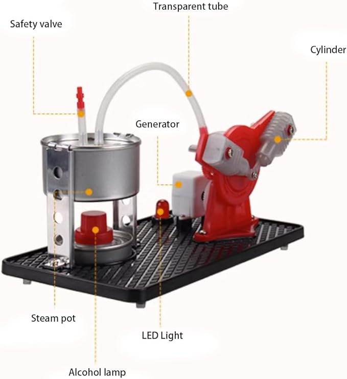 Usmile Miniature Working Steam Engine Heat-Powered Model Engine Steam-Driven Generator Educational steam Engine kit Science Experiment STEM Learning Mechanical Model