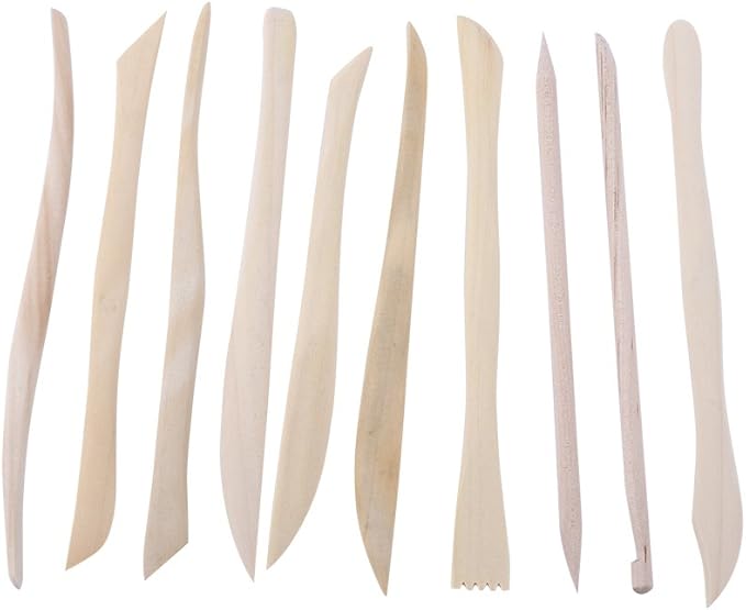10pcs Clay Tools Set, Wood Polymer Modeling Tools DIY Wooden Clay Sculpting Tools Kits for Beginners Professionals Kids Pottery Sculpture