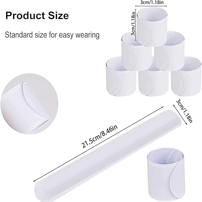 White Slap Bracelets, DIY Slap Bracelets for Kids Blank Slap Bracelets Bulk Craft Painting Vinyl Wristband for Party Favors