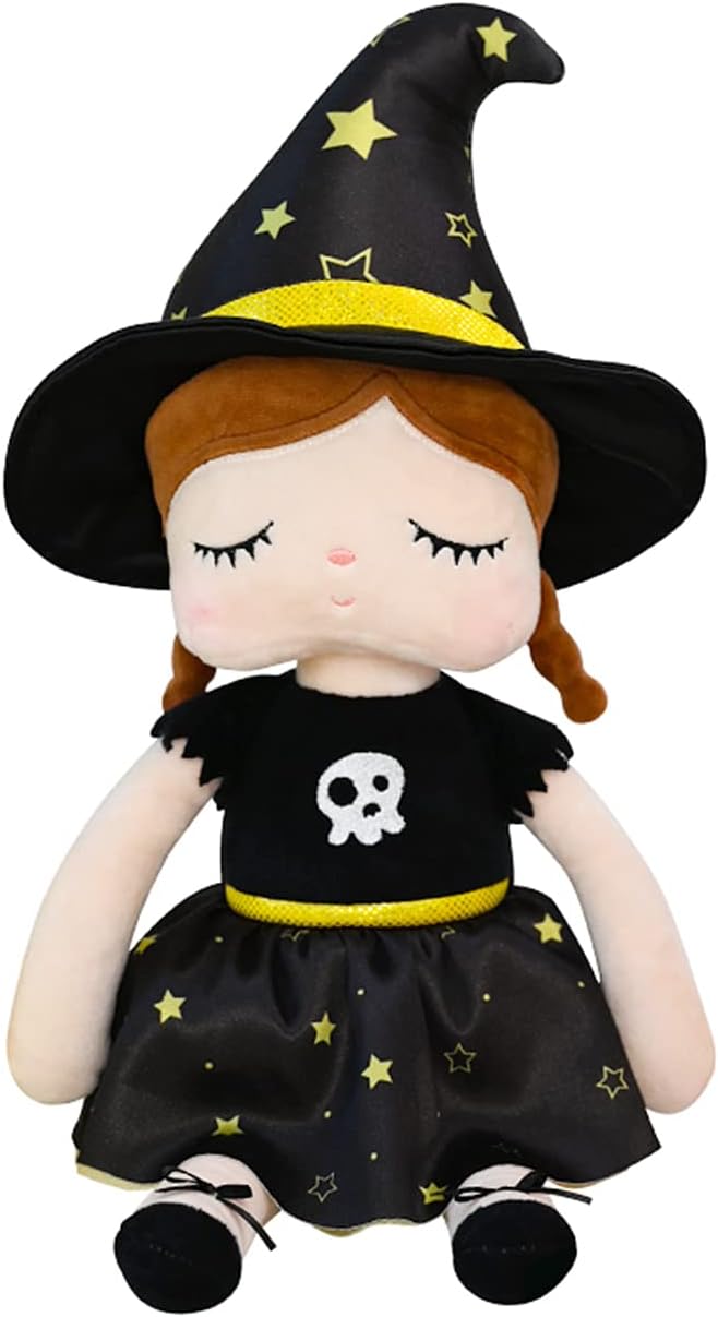 13" Exclusive New Halloween Doll, Cute Princess Fairy Plush Doll, Witches and Pumpkin Doll Girl Gifts, Non-Toxic Soft Skin-Friendly PP Cotton Plush Stuffed Angela Doll (Witches)