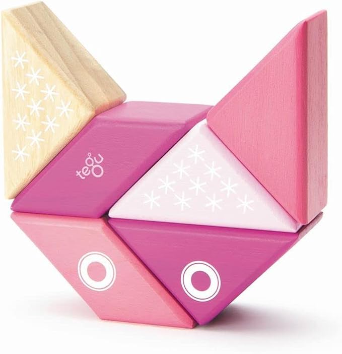 6 Piece Tegu Travel Pal Magnetic Wooden Block Set, Kitty