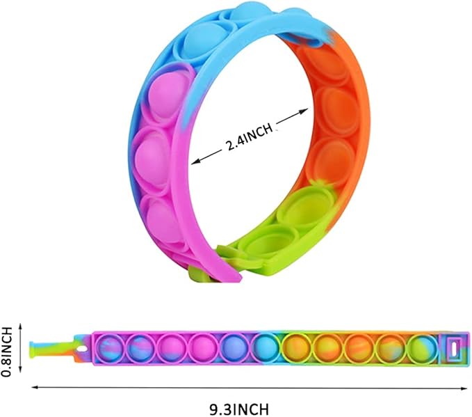 12 Pcs Pop Bracelet Bubble Fidget Sensory Toys for Party Favors, Hand Finger Wristband Bulk for Classroom Prizes, Easter Egg Basket Stuffers Goodie Bag Stuffers Christmas Valentine Gift for Kid