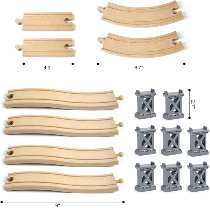 Wooden Train Bridges, Viaduct Bridge, Wooden Train Track Accessories, Wooden Train Track, Train Tracks Compatible with All Major Brands, Wooden Toys for Girls & Boys