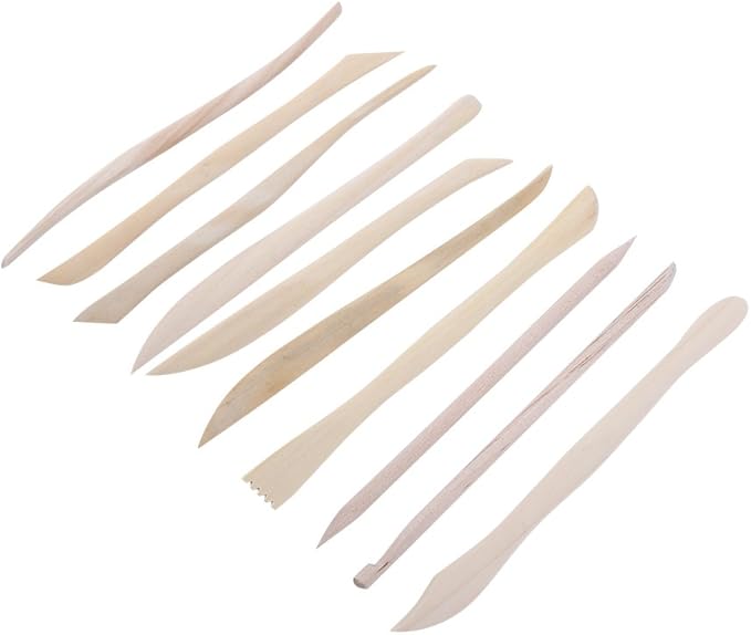 10pcs Clay Tools Set, Wood Polymer Modeling Tools DIY Wooden Clay Sculpting Tools Kits for Beginners Professionals Kids Pottery Sculpture