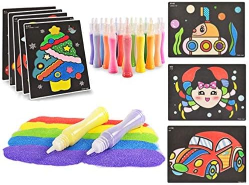 Mistari Peel and Sand Art Kits Sheets for Kids with 27 Sheets Sand Art Painting Cards and 2 Pcs Scratch Sticks Crafts (18 Colors+27 Sheets)