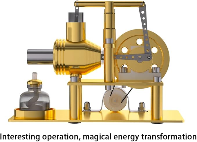 Full Metal Stirling Engine Model Kit, DIY Metal Balance Hot Air Stirling Engine Generator Model with Lights, Science Experiment Kits for Adults and Teens