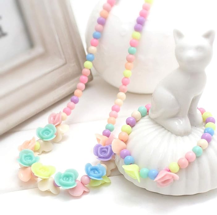 3Set Princess Pretend Play Necklace Bracelet Set Kit or Bracelets Packs Kids Play Jewelry Little Girls Costume Necklaces Toddler Dress up Jewelry Xmas Gift