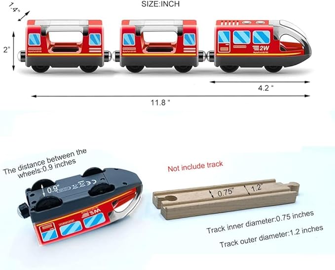 Battery Operated Wooden Train Track Set Toy High Speed for Toddlers 3 4 5 Years Old Boys Kids Magnetic Couplings City Vehicle with Figures
