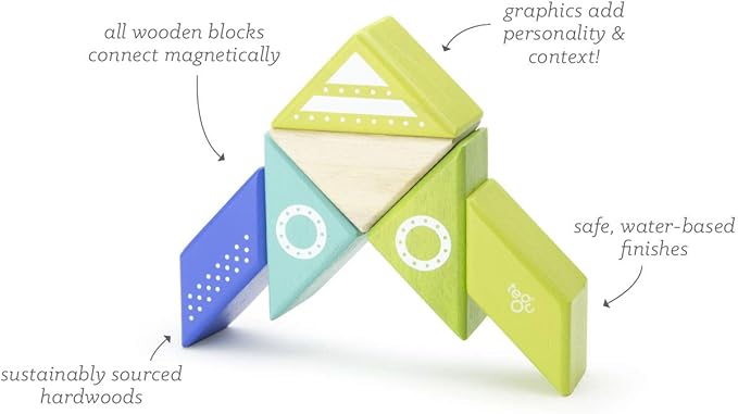 6 Piece Tegu Travel Pal Magnetic Wooden Block Set, Spaceship